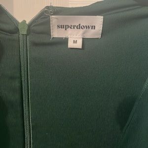 Superdown emerald green V neck minidress